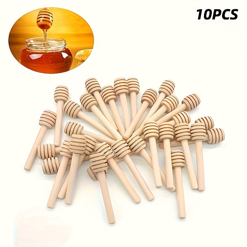 Mini Wooden Honey Spoons available in quantities of 10, 30, or 50. These long-handled wooden spoons are perfect for stirring honey in bars or jars, as well as mixing milk tea or desserts in the kitchen. A versatile tool for any honey lover's collection.