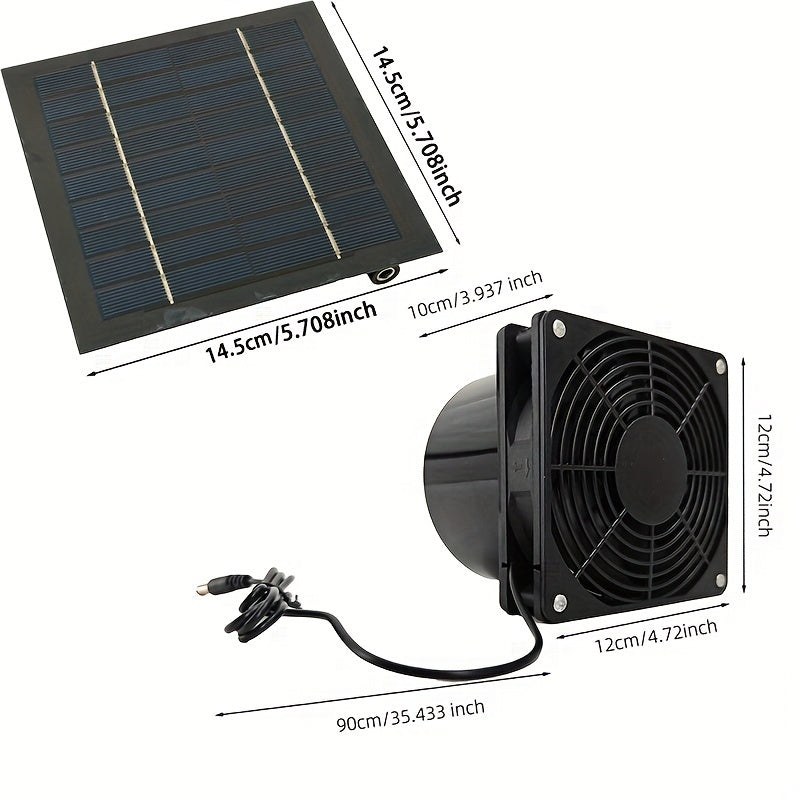 SolarVent 5W Solar Powered Exhaust Fan Kit with App Control - Portable PET Material Ventilation Fan - High-Speed Solar Panel Fan for Indoor/Outdoor Use - Perfect for Pet House, Chicken Coop, RV, Greenhouse - Batteries Not Included