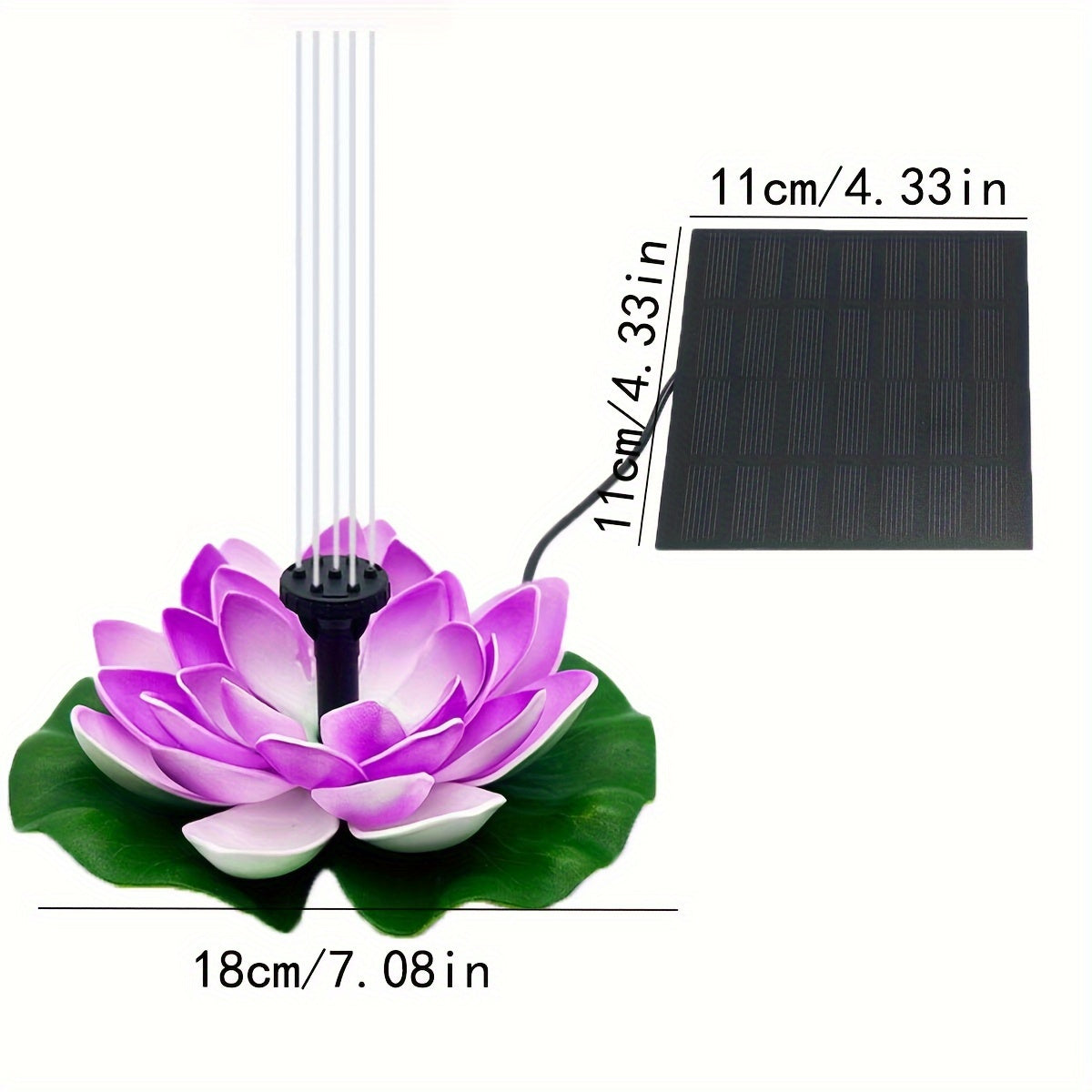 2.5W/1.5W Solar Fountain Pump - Easy install, Floating Lotus design for ponds, patios & bird baths, independent floating design