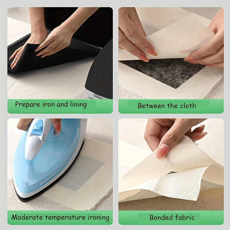 Two pieces of Double-Sided Hot Melt Adhesive Mesh Film Lining Strips, made of Double-Sided Adhesive Non-Woven material for ironing hot pressing. These strips are ideal for clothing ironing accessories and DIY patchwork fusion lining. Each roll contains