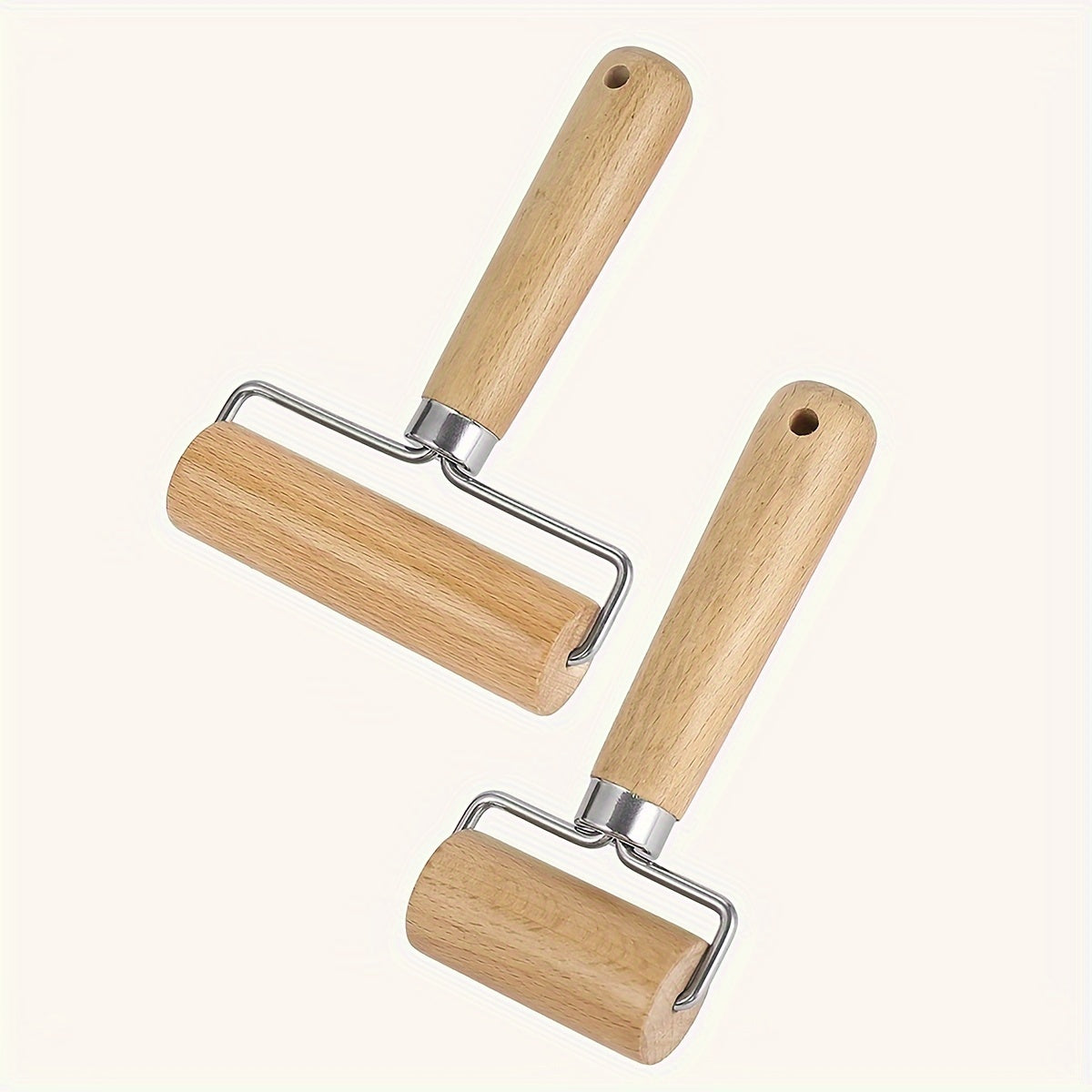 Wooden Rolling Pin with Stainless Steel T-Shaped Dough Roller - Effort-Saving Kitchen Baking Tool for Dumpling Wrappers and Baozi Skin