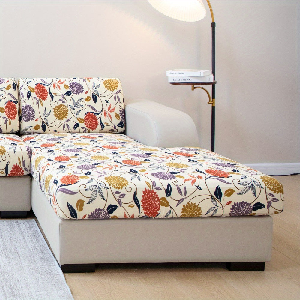 Waterproof flower printed sofa slipcover for furniture protection in various settings.