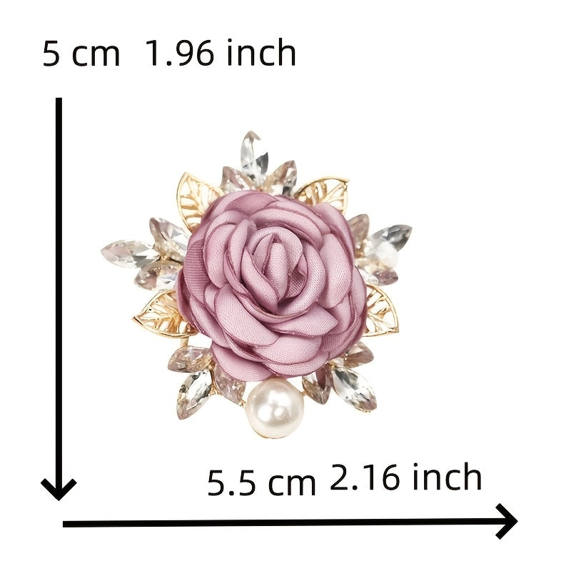 Stylish Fabric Flower Brooch Pins with Delicate Pearl Details - Unique Floral Lapel Pins for Men and Women - Perfect Wedding Party Accessory