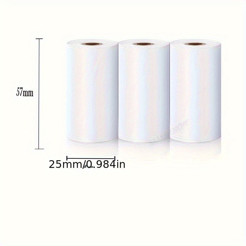 Maerknon Self-Adhesive Mini Thermal Paper Rolls - 57mm x 25mm, Ideal for Portable Printers, High-Quality Printing for Labels & Stickers