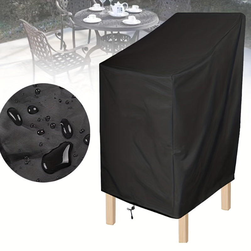 1 Heavy-Duty Waterproof Patio Stackable Chair Cover - Black