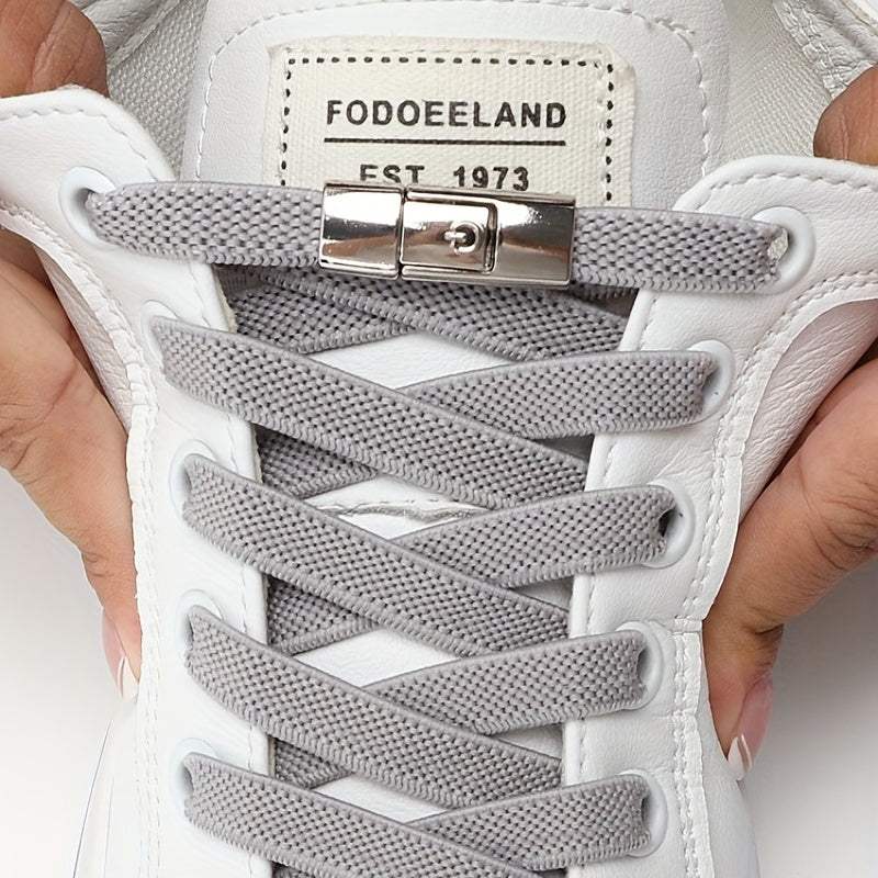 Women's white laces with buckles for sneakers.