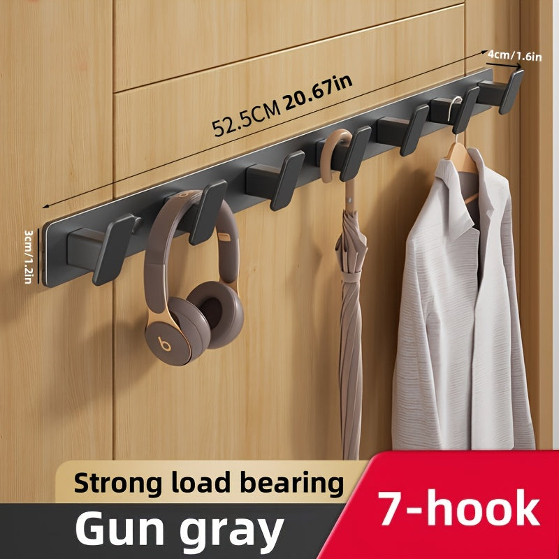 Aluminum wall hanging rack for coats, hats, keys, towels, wash supplies, and bath balls. Easy installation in bedroom, bathroom, or living room.