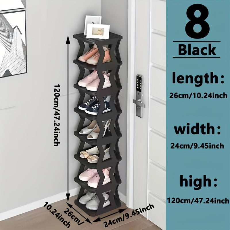 Folding Shoe Organizer with Multiple Tiers, Free-Standing Plastic Drying Rack for Home and Dorm Use. Ideal for Indoor Entryway Storage and Drying Shoes.