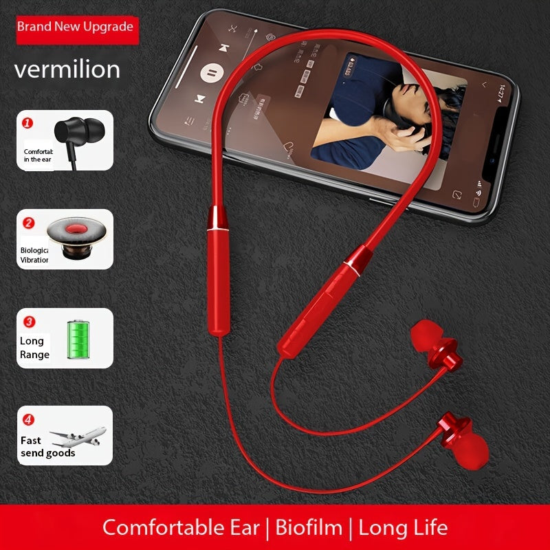 HE05 Neckband Wireless Headphones with Hi-Fi Stereo Sound, Sport Earphones made of Liquid Silicone for Comfortable Wear. Can be used as a Birthday or Holiday Gift.