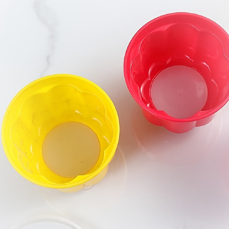 Set of four pink silicone jelly pudding molds - octagon shaped, designed for easy release. Perfect for birthday celebrations and serving desserts.