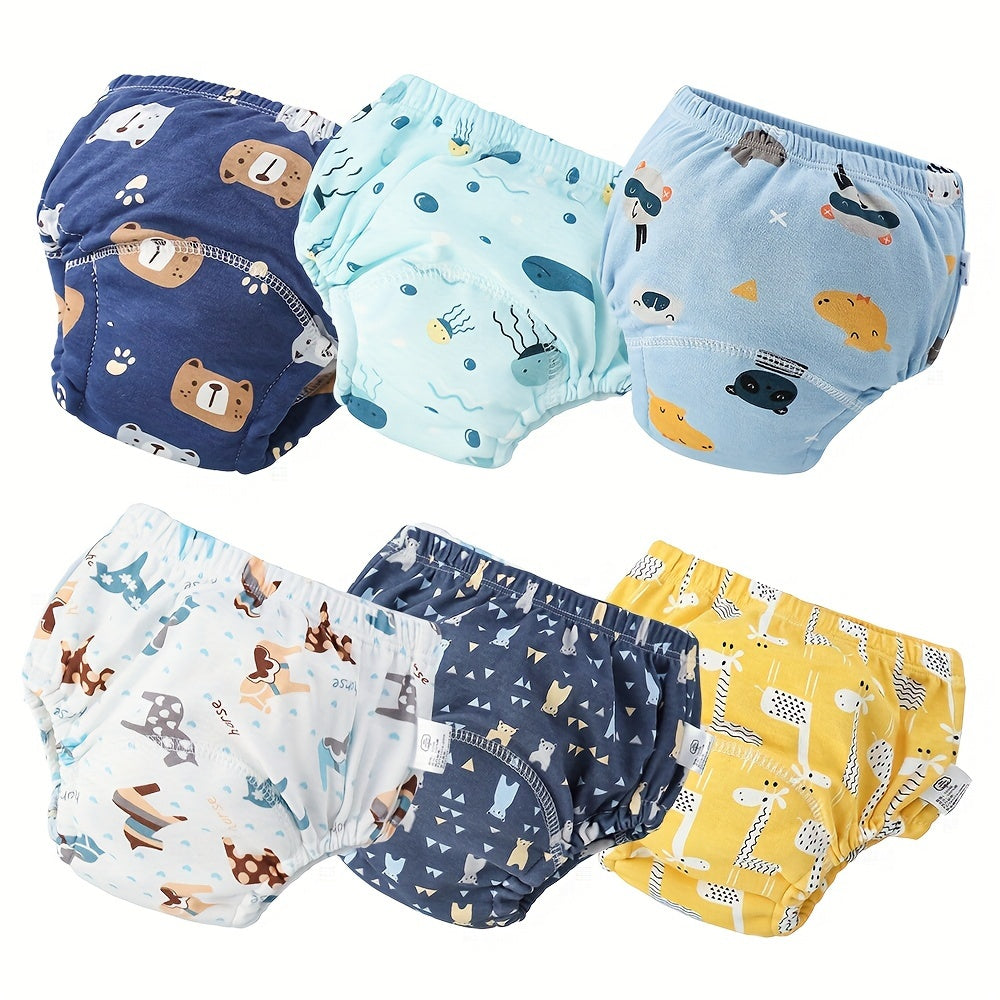 Soft and breathable cotton training pants set of 6 - Perfect for potty training, washable, reusable, and highly absorbent - Great gift for Christmas, Halloween, Thanksgiving, Easter, and New Year celebrations.