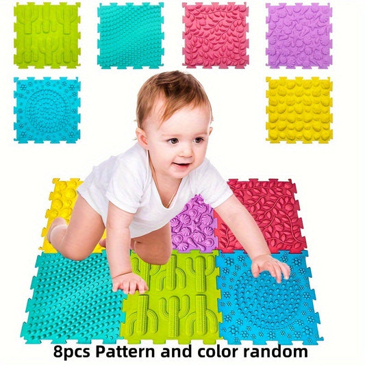 Set of 6 or 8 Sensory Mats for Adults - Massage Game Tiles with Orthopedic Benefits, Autistic Puzzle Carpet - Perfect for Sensory Rooms - Multicolor, Random Pattern