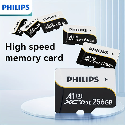 High Speed Micro SD Card with various capacities for surveillance cameras, dash cams, and smart devices with included adapter.