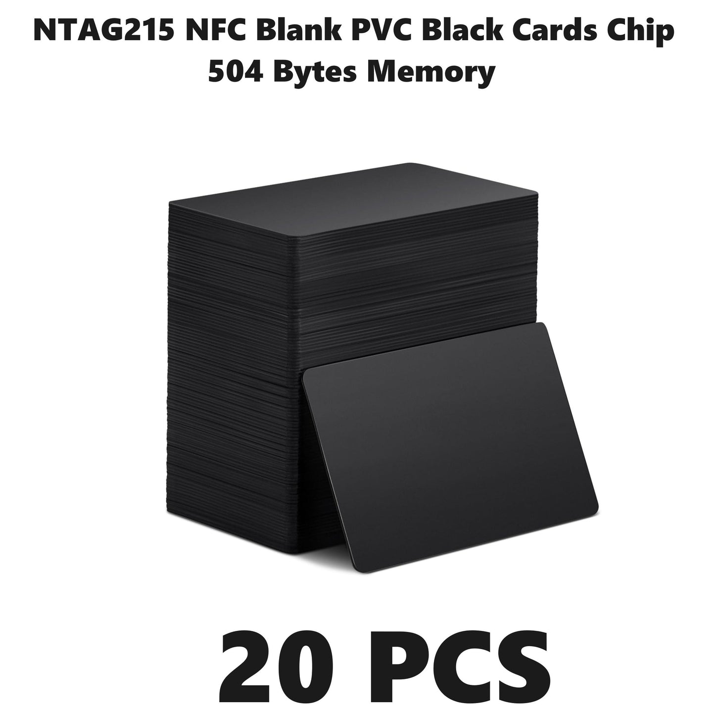 NTAG215 NFC blank PVC black cards with 504 bytes memory and programmable chip-compatible with all NFC-enabled smartphones.