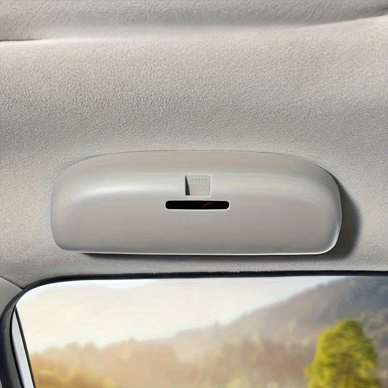 Car interior glasses case without original handle, modified for easy installation without damage.