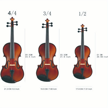 YMMuzik Violin with Solid Maple Construction, for Beginners and Professionals, UV Coated, Ebony Knobs, Carbon Fiber Tailpiece, Triangle Case.