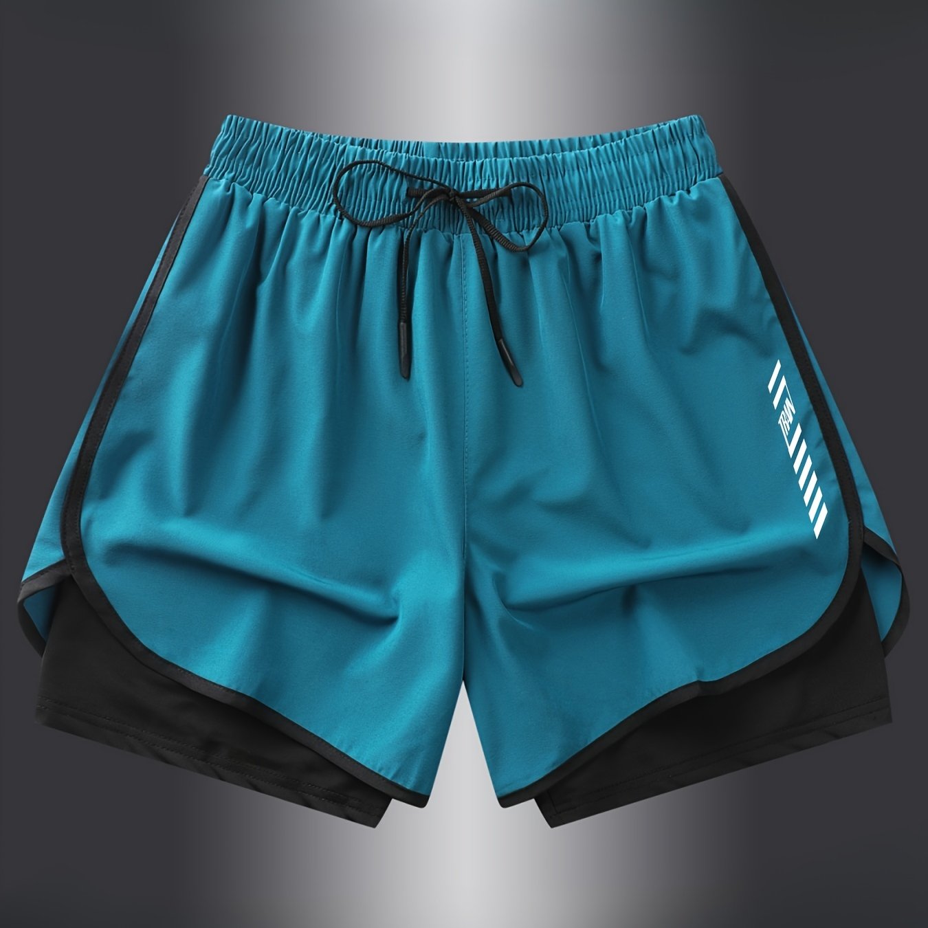 Stretchy, non-see-through men's athletic shorts with a fashionable 2-in-1 design for gym and running, machine washable.