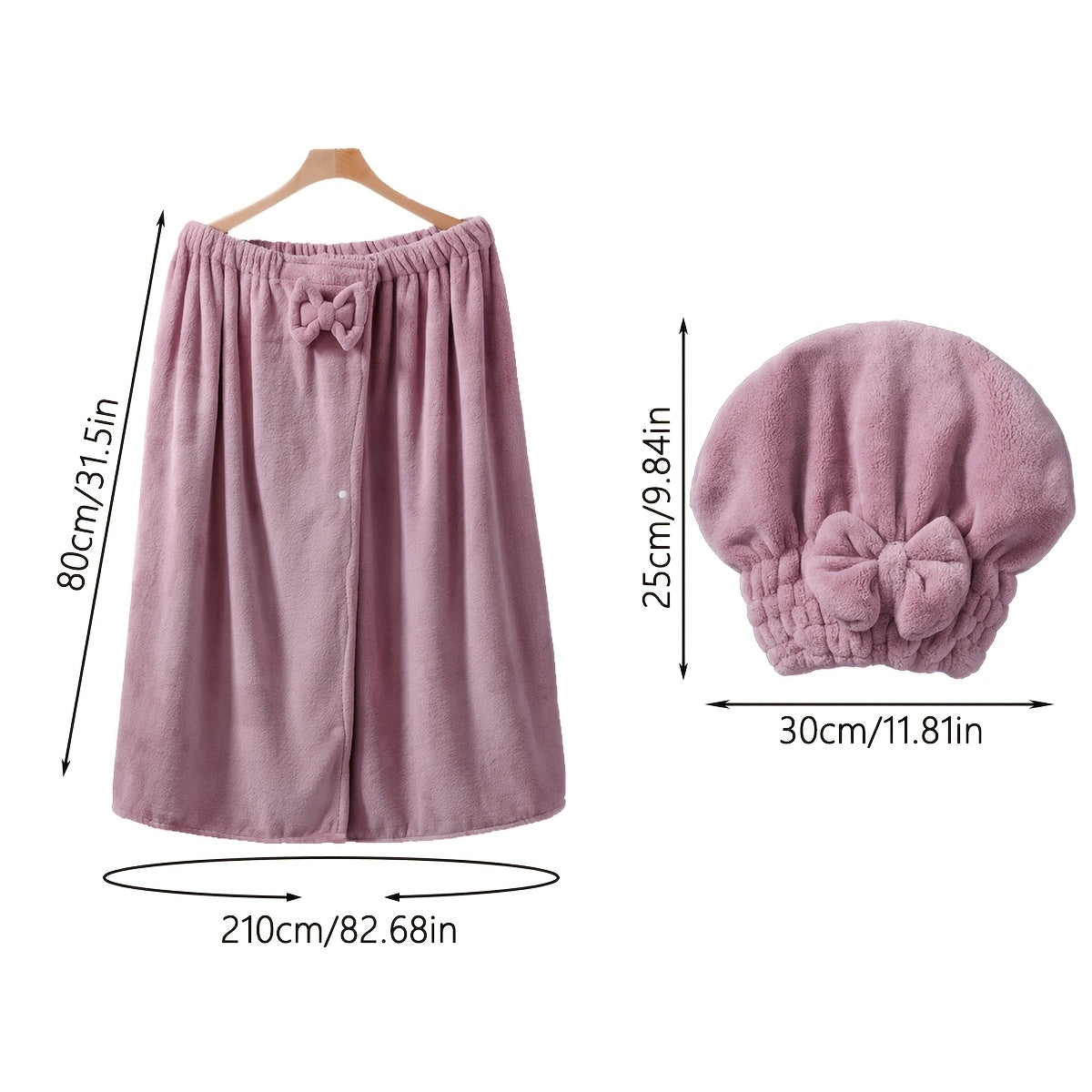 Luxurious 2-piece set: Oversized bathrobe with hook-and-loop closure, includes shower cap. Ideal for XXL-4XL sizes, great for home, travel, or as a Christmas gift.