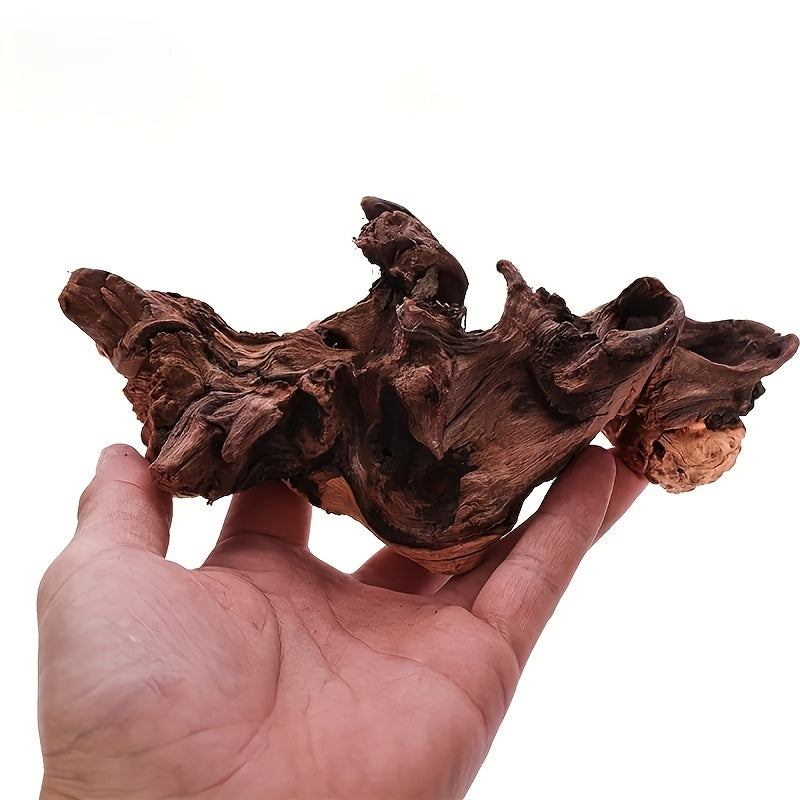 Authentic natural driftwood aquarium decor for small fish tanks with bark-enhanced detailing.