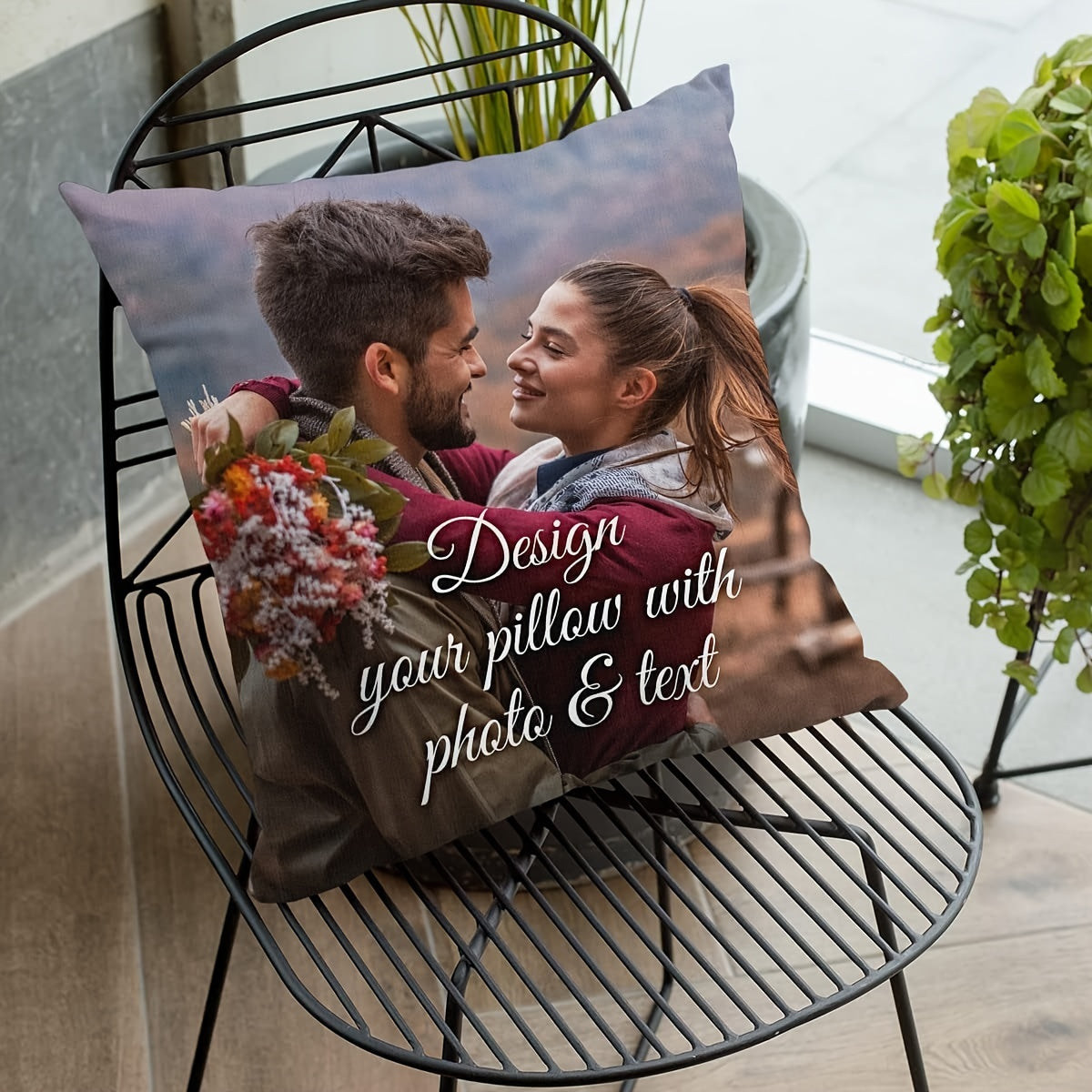 Personalized Decorative Pillow Cover with Custom Photo & Text - Ideal for Sofa, Bedroom, Living Room Decor - Great Gift for Valentine's Day, Anniversaries, Christmas, Birthdays