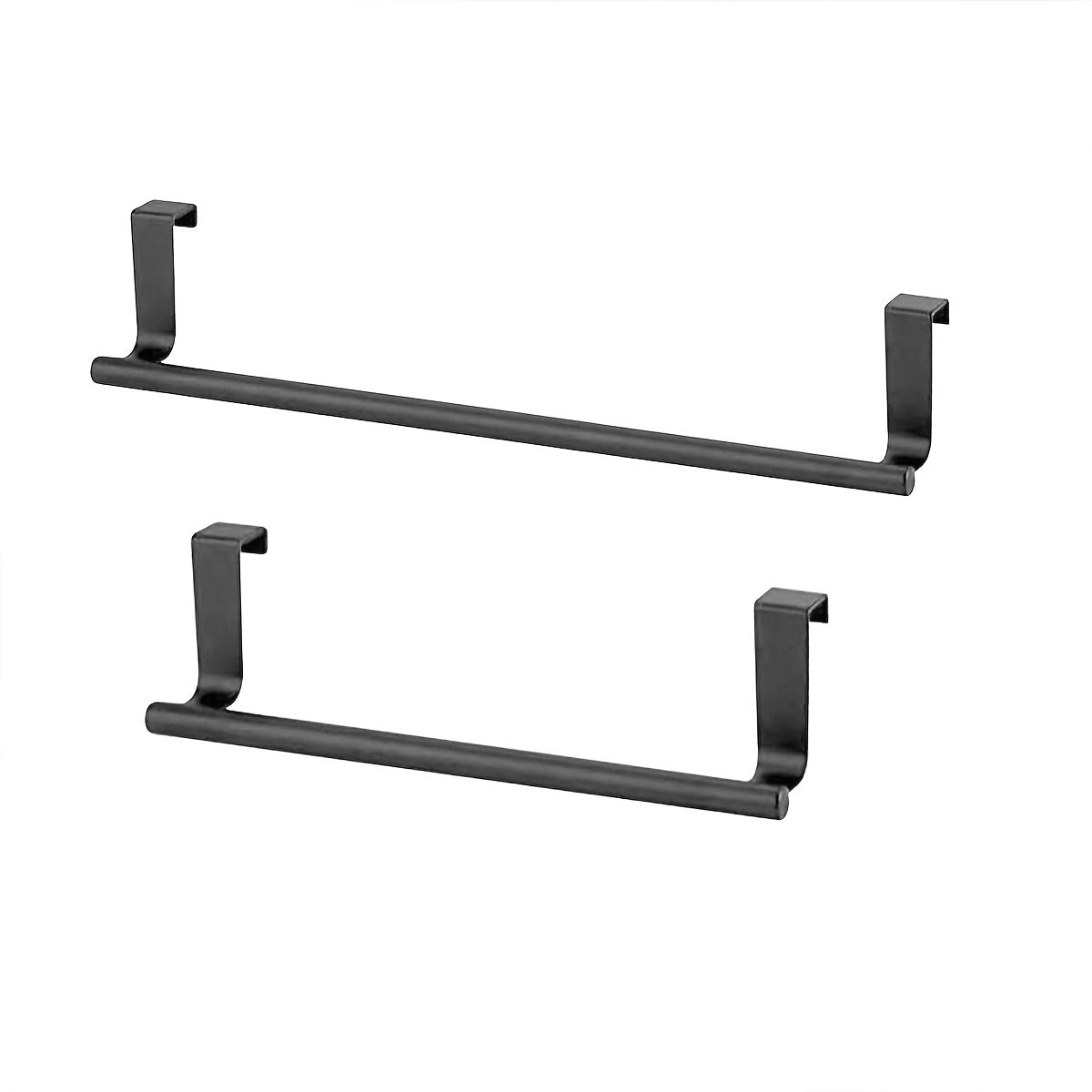 Single pole stainless steel towel rack for kitchen, punch-free mounting on cabinet door for hanging rags.