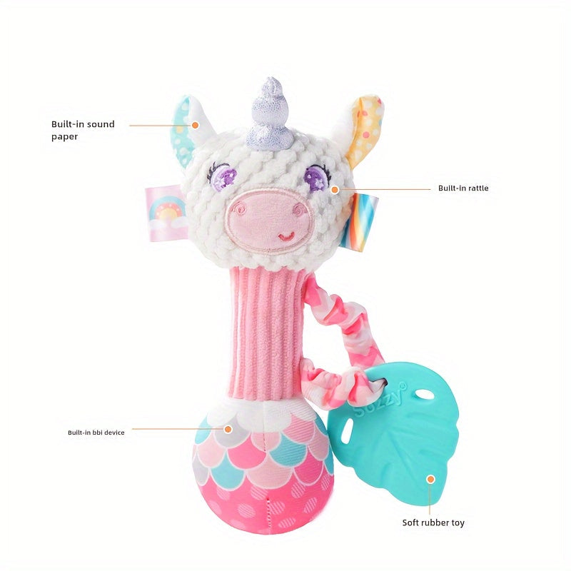 CEKCEK Plush Mermaid & Unicorn Toy for Young Children - Made of Soft Polyester, with Educational Rattle for Ages 0-1 - Great Gift for Birthdays, Christmas, Thanksgiving, or New Year