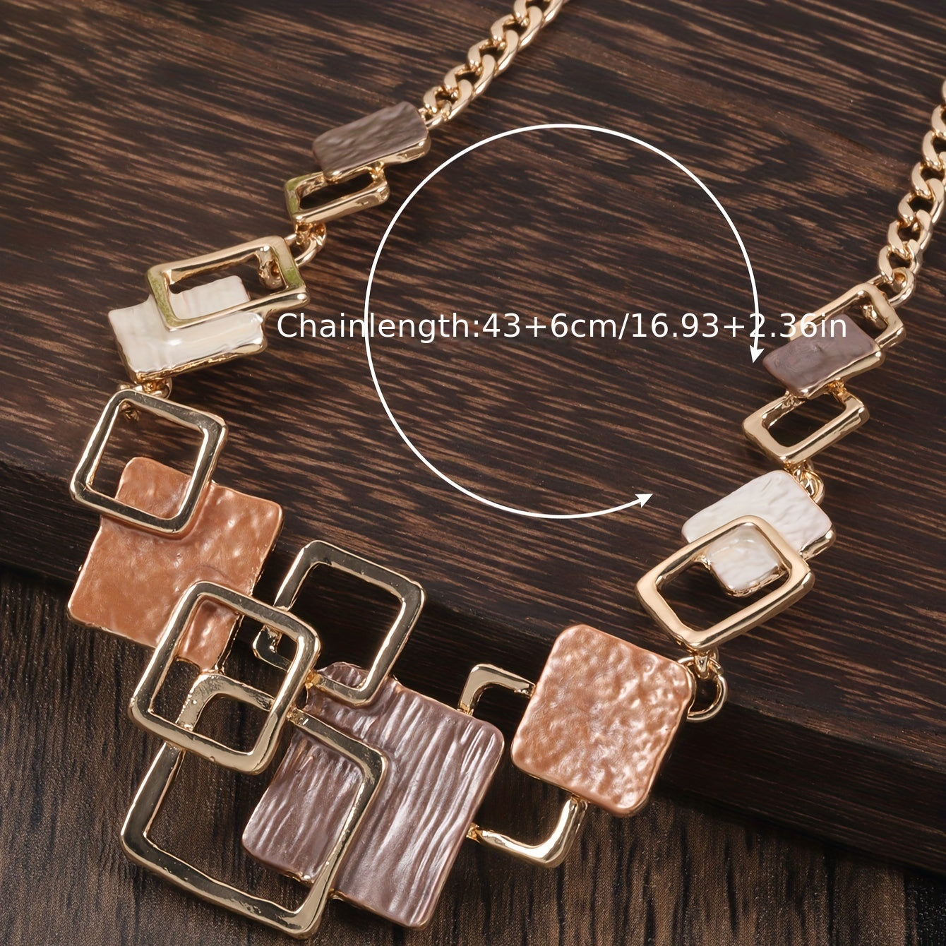 One trendy geometric design jewelry set includes one pair of earrings and one necklace in boho style, perfect to match with daily outfits or as a party accessory. Made from enamel, this set is a must-have addition to your jewelry collection.