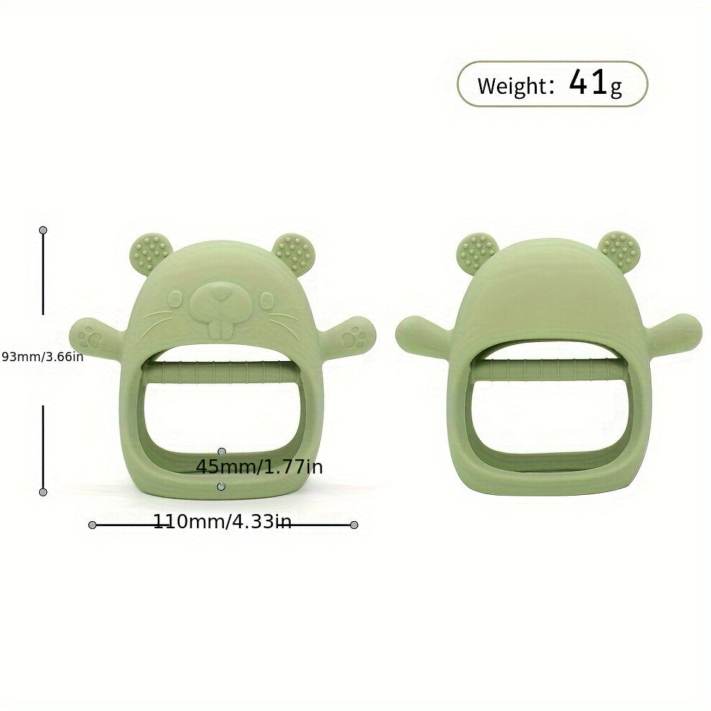 Soft silicone gloves teether, made from food grade material, designed to be cute and prevents dropping, making it the perfect gift for Christmas, Halloween, or Thanksgiving Day.