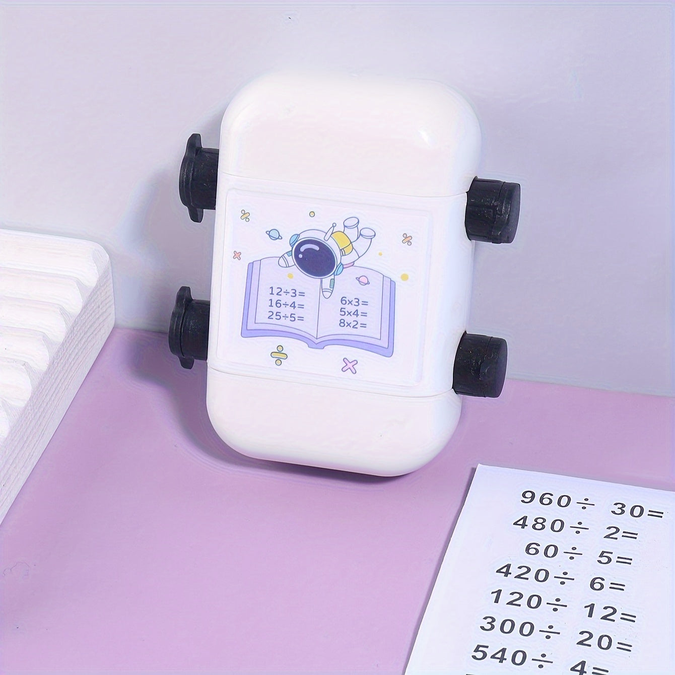 1pc Two-in-one Double Roller Multiplication Stamp for math practice, back-to-school supplies.