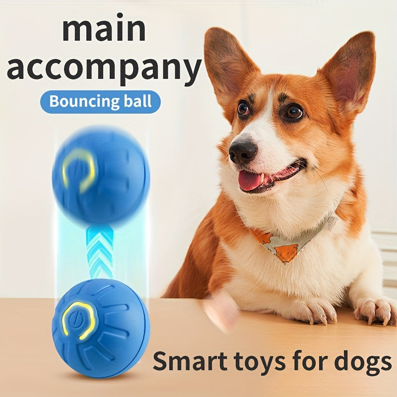 Durable, rechargeable, and safe interactive dog toy with irregular jumping pattern. Promotes fun play, prevents destructive chewing, and engages small to medium breeds.