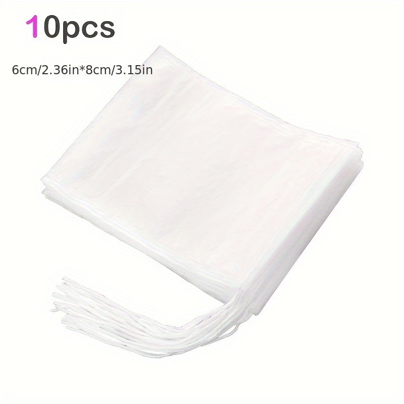 Pack of 10 or 20 Disposable Tea Filter Bags with Drawstring Closure, Made of Non-Woven Fabric for Brewing Tea and Spices