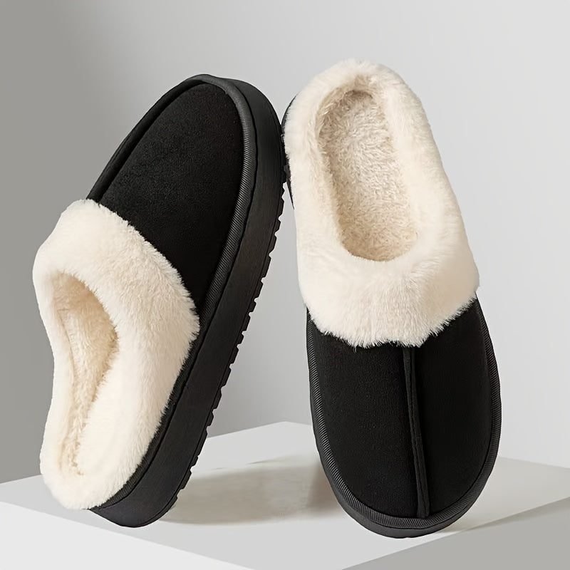 Comfortable fleece-lined slippers for women, warm and non-slip for winter indoor wear.