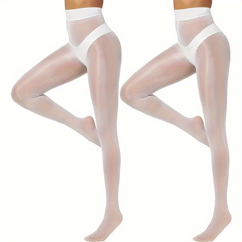 Shimmer tights for women with a shiny oil finish, high-waisted and shaping.