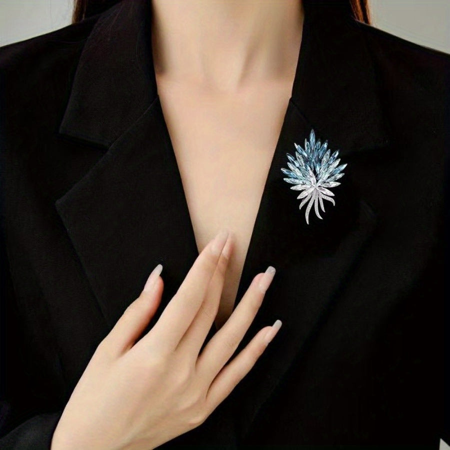 Stylish Blue Crystal Wheat Ear Brooch - Perfect for Dressing Up Outfits, Waistbands, and Hats