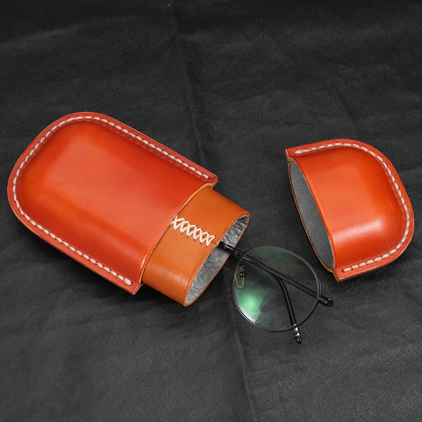 High-quality, stylish faux leather glasses case with retro-inspired design for ultimate protection and storage for your glasses.