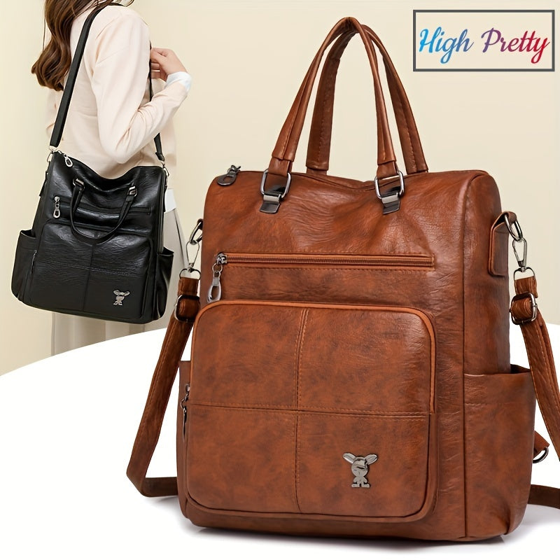 Chic faux leather backpack with removable strap, versatile shoulder bag in multiple colors.