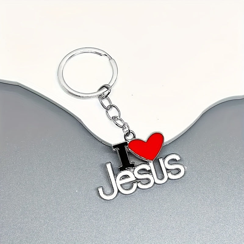 Set of 20 I Love Jesus Keychains, Religious Alloy Pendant Keyrings, Heart-Shaped Charm, Women's Key Ring, Christian Faith Favors, Prayer Gifts for Decorating, Birthday Celebration with Ring Loop