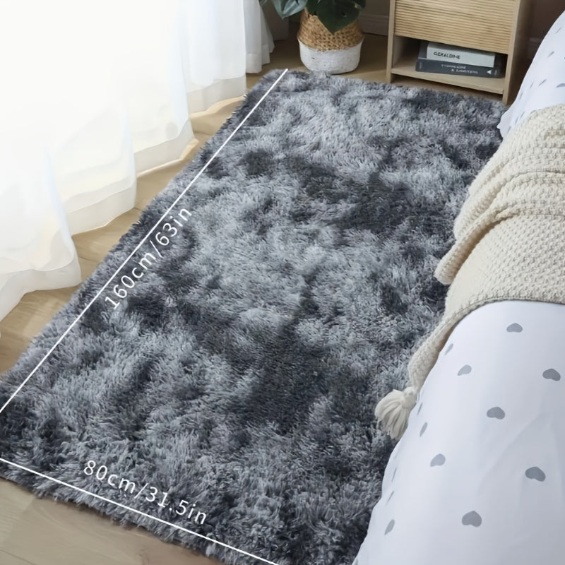 Polyester Tie-Dye Long Pile Bedroom Area Mat - Hand Wash Only - Perfect for Living Room, Bedroom, Bedside - Small Size for Cozy Comfort