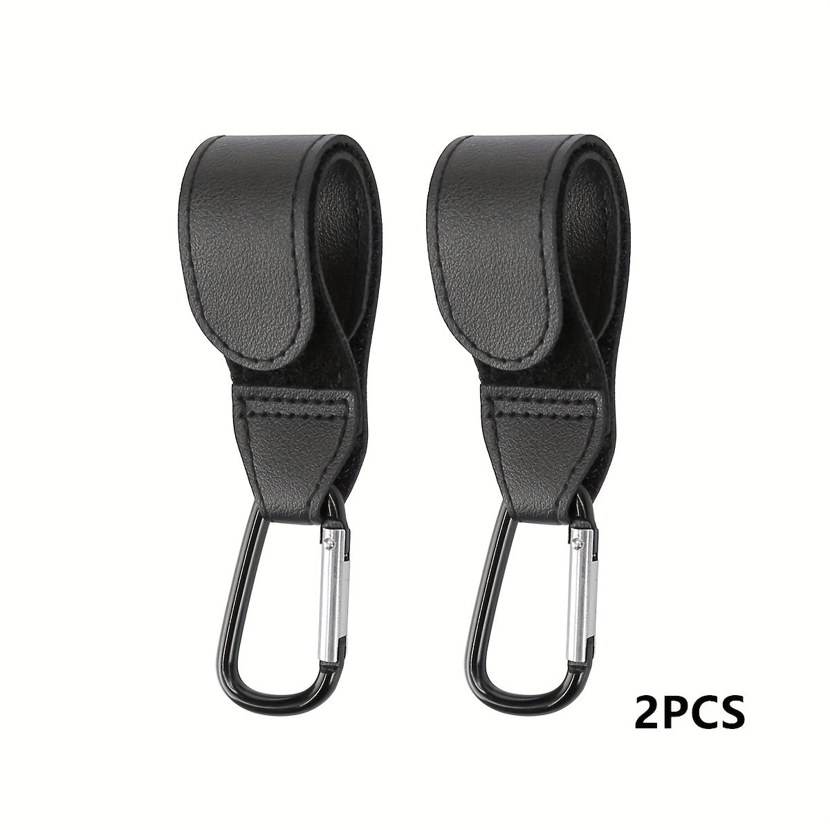 Set of 2 PU Faux Leather Stroller Hooks, Convenient Hanging Bag Hooks for Strollers, Attachable Stroller Buckles