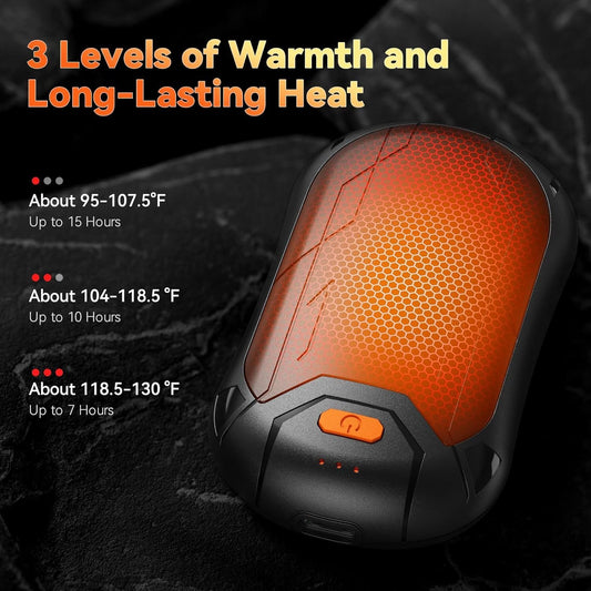 Get a pair of 2 rechargeable hand warmers with a 4000mAh USB charging capability. These portable round plastic pocket heaters feature an AI smart chip for efficient heating. Enjoy 3.7W of long-lasting heat for up to 15 hours with the included lithium