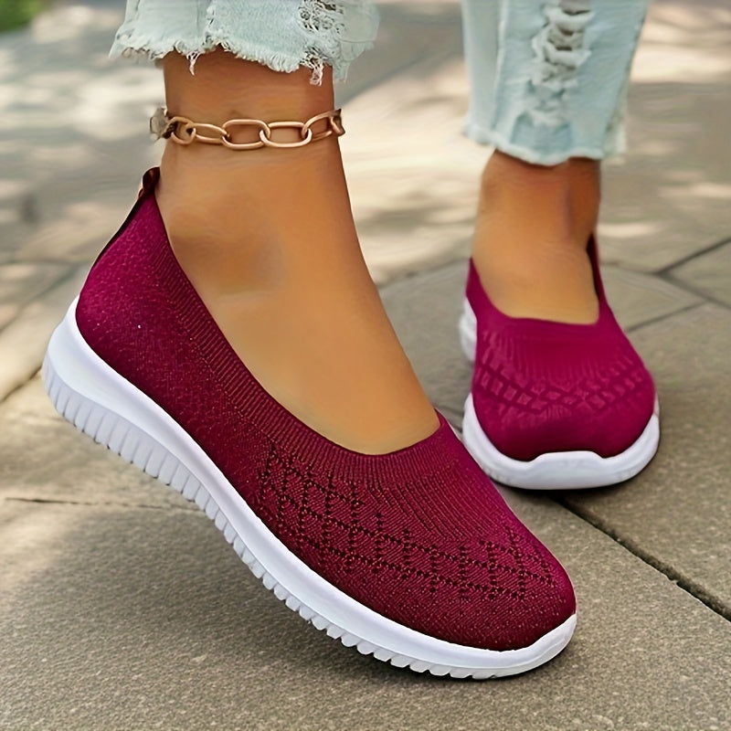 Women's lightweight, breathable slip-on sneakers with PVC sole, EVA insole, and round toe mesh for all seasons.