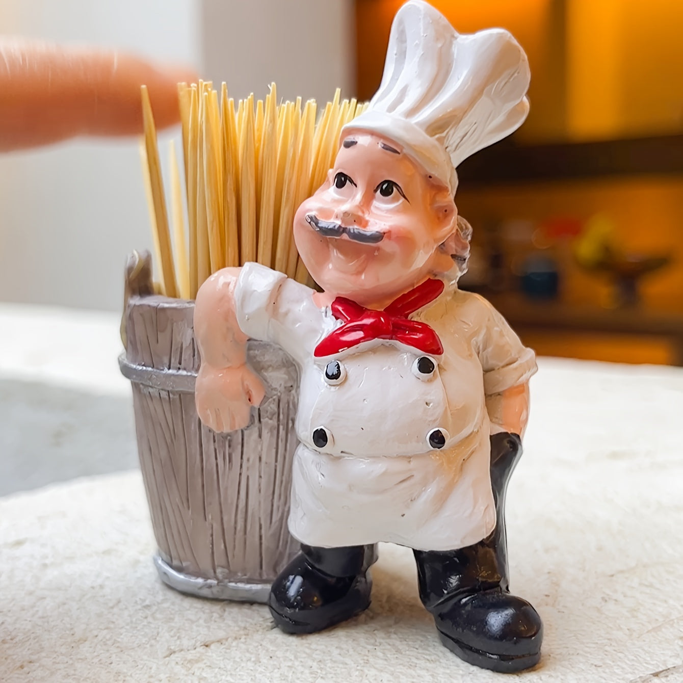 1 Pack of Chef Figurine Toothpick Holder made of ABS Resin - Perfect Tabletop Decor for Kitchen and Dining, Great Gift for Father's Day, Mother's Day, Graduation, or National Freedom Day