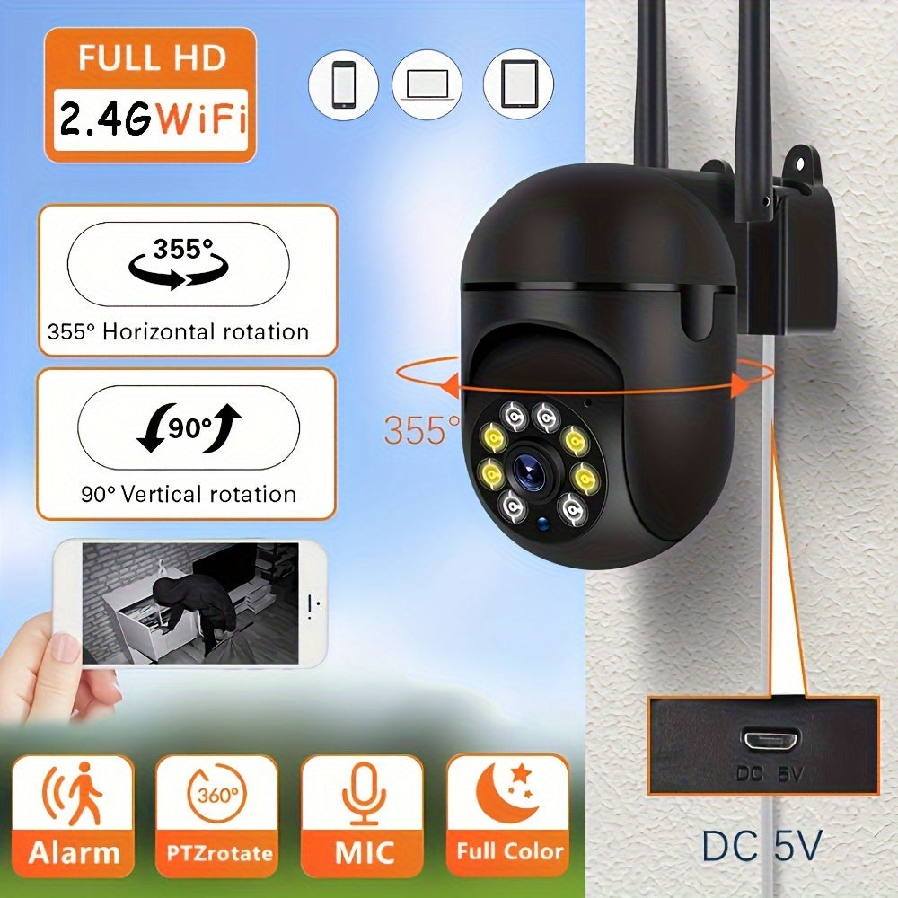 HD WiFi Security Camera by Teruhal with 355° Pan/Tilt, Intercom, Remote Night Vision for Indoor & Outdoor Use. Control via Smartphone App, Wireless with TF Card/Cloud Storage Option.