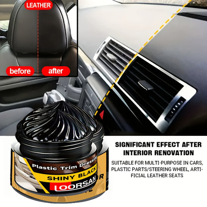 Loorsan & Plastic Restorer Paste for car surfaces - Black Shiny Finish, Easy Application, Restores Aging Damage, Before-and-After Results Shown