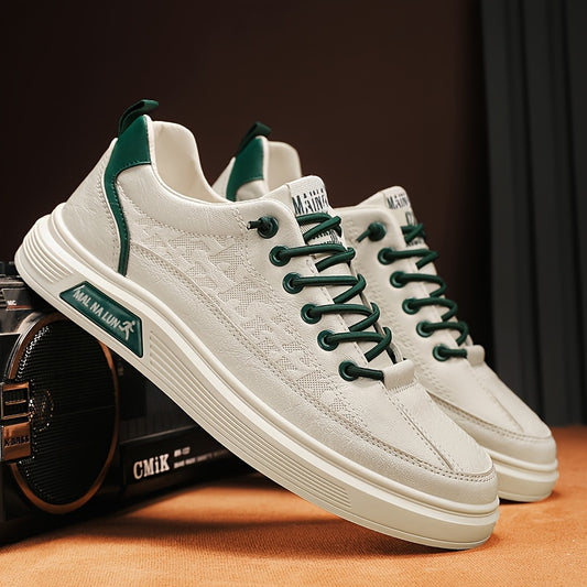 Men's white casual skateboard shoes for versatile sports and college wear.