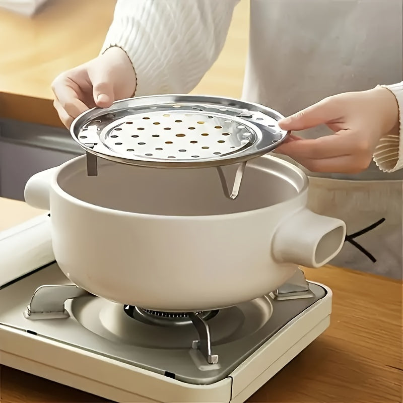 Durable Stainless Steel Steam Tray Rack, Multipurpose Steamer for Healthy Cooking, Detachable and Easy to Clean. Non-Magnetic, Thickened Design Saves Space in the Kitchen.