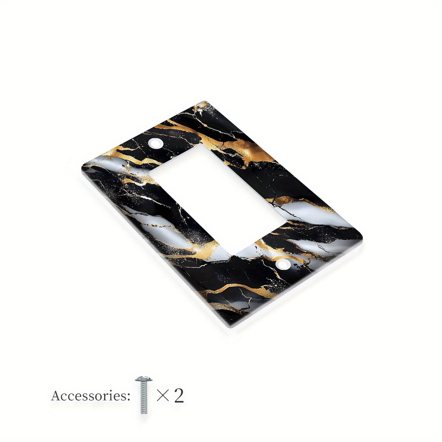 1 piece Black gold marble print light switch cover for decorative wall plates in kitchen or bedroom.