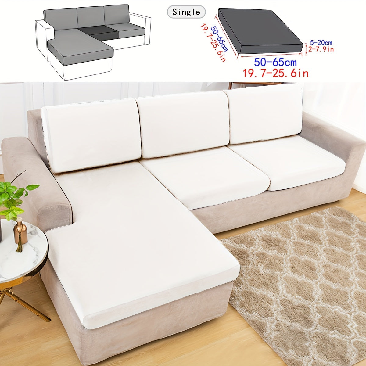 Durable sofa cover in solid color, suitable for pets, dustproof, and machine washable for living room, bedroom, and dining area.