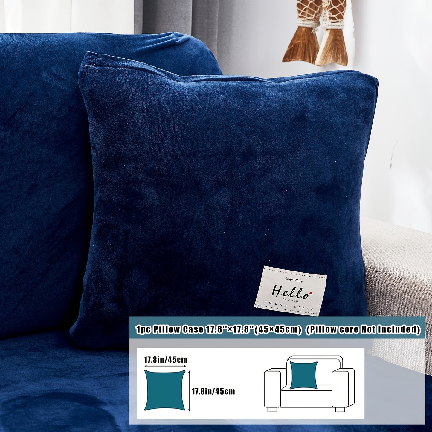 Velvet sofa slipcover/pillowcase for pets, dust-proof and fuzzy couch cover for home decor.