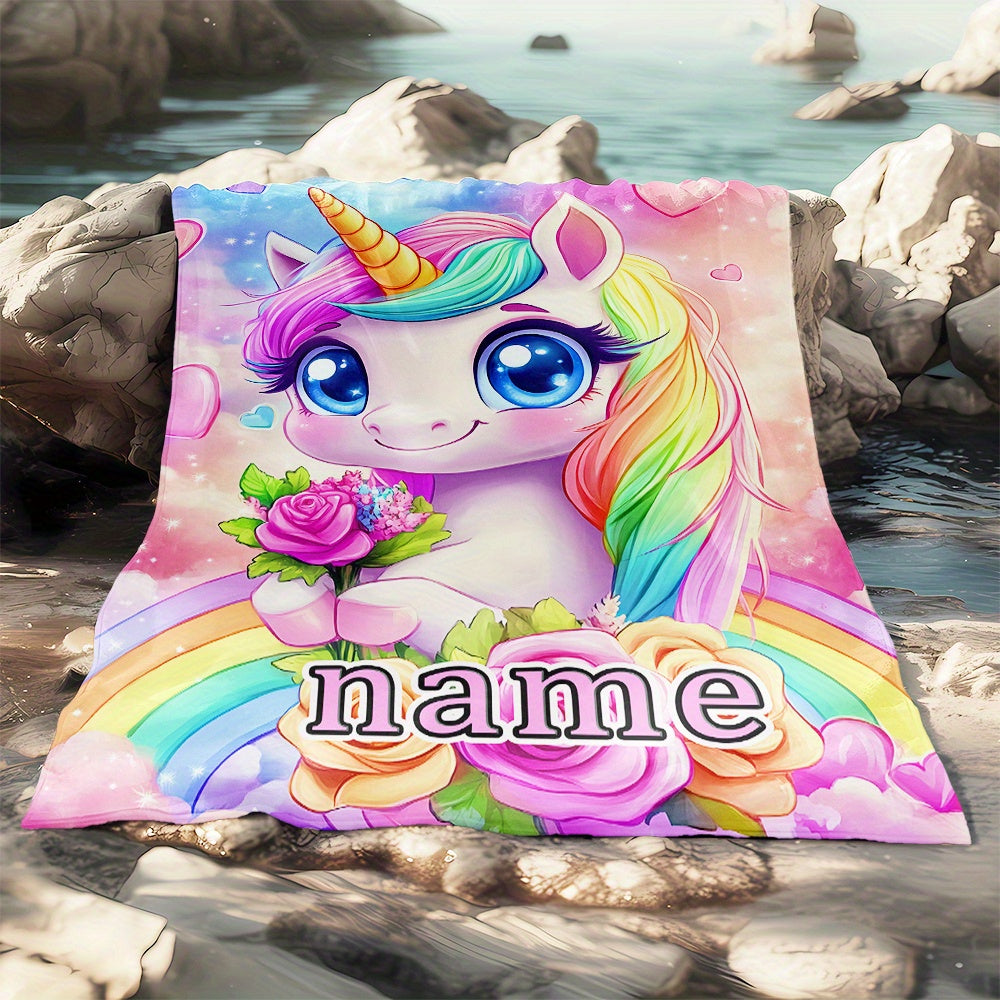 Personalized Name Mythical Creature Design Blanket - High Definition Print, Perfect for Sofa, Bed, or Travel - Custom Fleece Blanket, Soft and Cozy - Great Gift for Loved Ones.